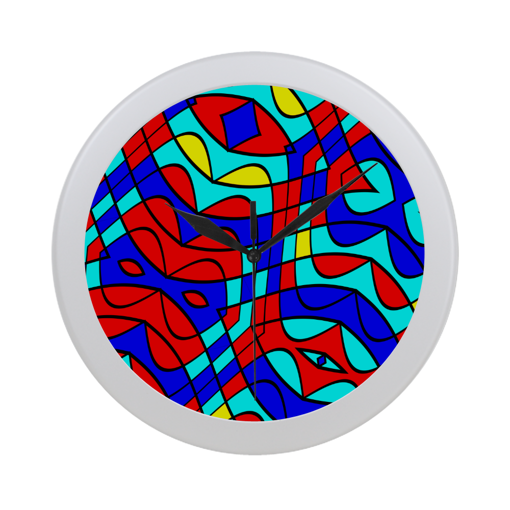 Colorful bent shapes Circular Plastic Wall clock