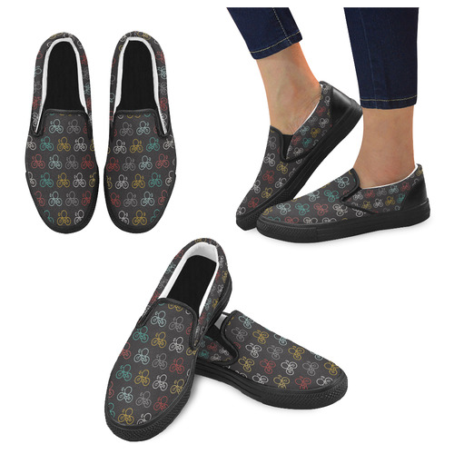 bicycle seamless Women's Slip-on Canvas Shoes (Model 019)