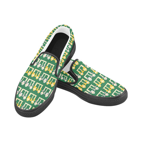 green auto rickshaw Women's Slip-on Canvas Shoes (Model 019)