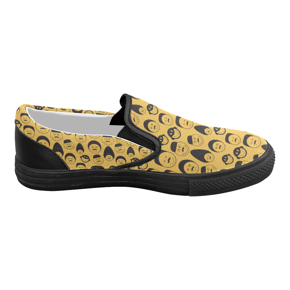 yellow emotion faces Women's Slip-on Canvas Shoes (Model 019)