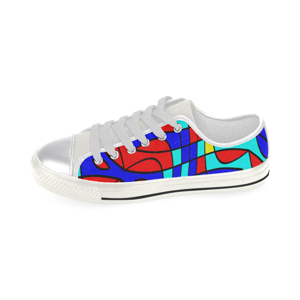 Colorful bent shapes Women's Classic Canvas Shoes (Model 018)