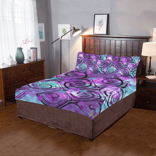 Purple Plaid Mess 3-Piece Bedding Set