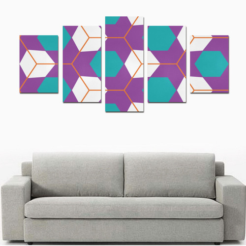 Cubes in honeycomb pattern Canvas Print Sets D (No Frame)