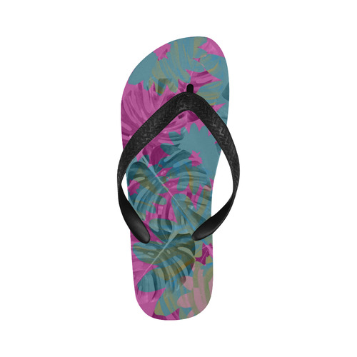 Tropical Violet Dark Palm Flip Flops for Men/Women (Model 040)