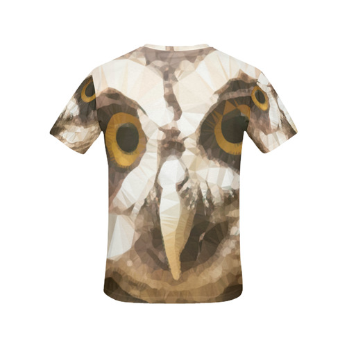 Owl Low Poly Geometric Triangles All Over Print T-Shirt for Women (USA Size) (Model T40)