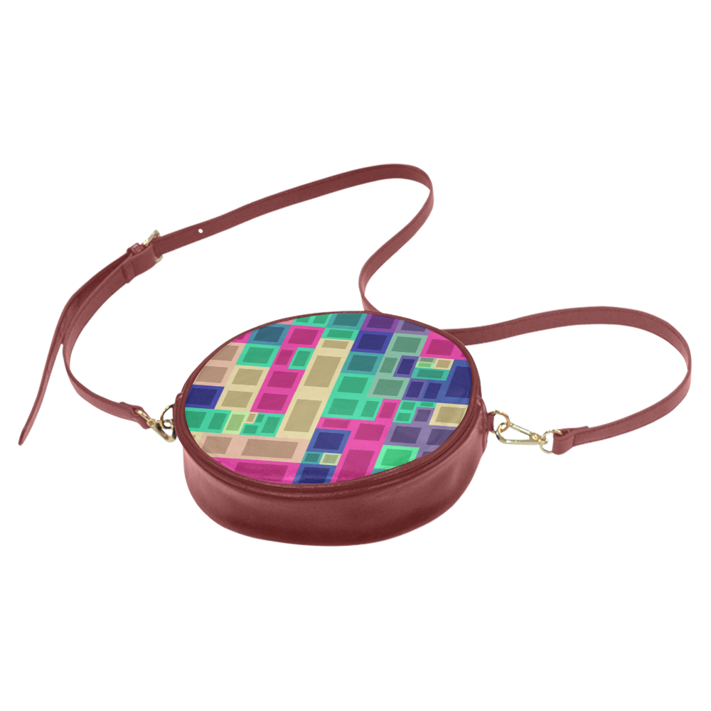 Rectangles and squares Round Sling Bag (Model 1647)