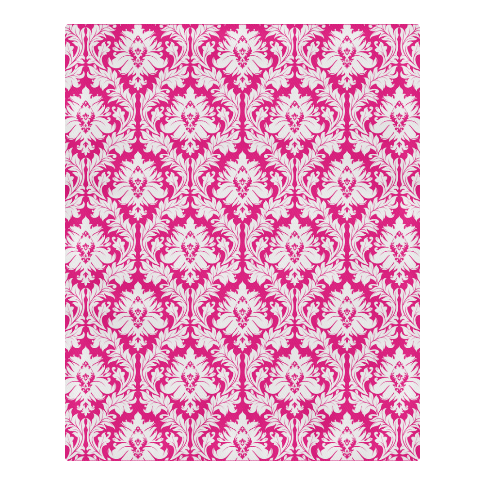 damask pattern hot pink and white 3-Piece Bedding Set