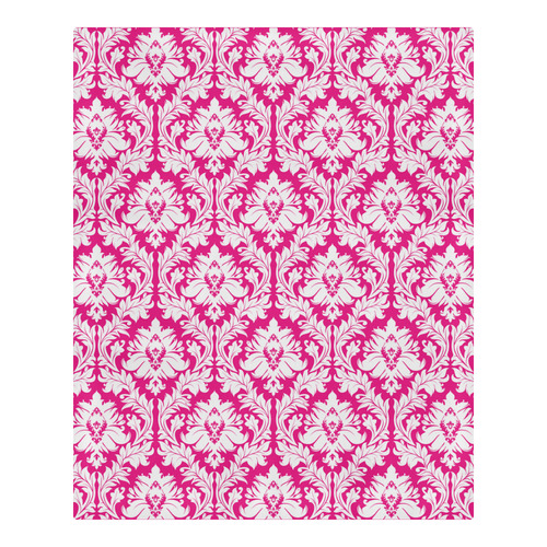 damask pattern hot pink and white 3-Piece Bedding Set