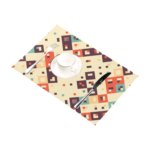 Squares in retro colors4 Placemat 12’’ x 18’’ (Set of 4)