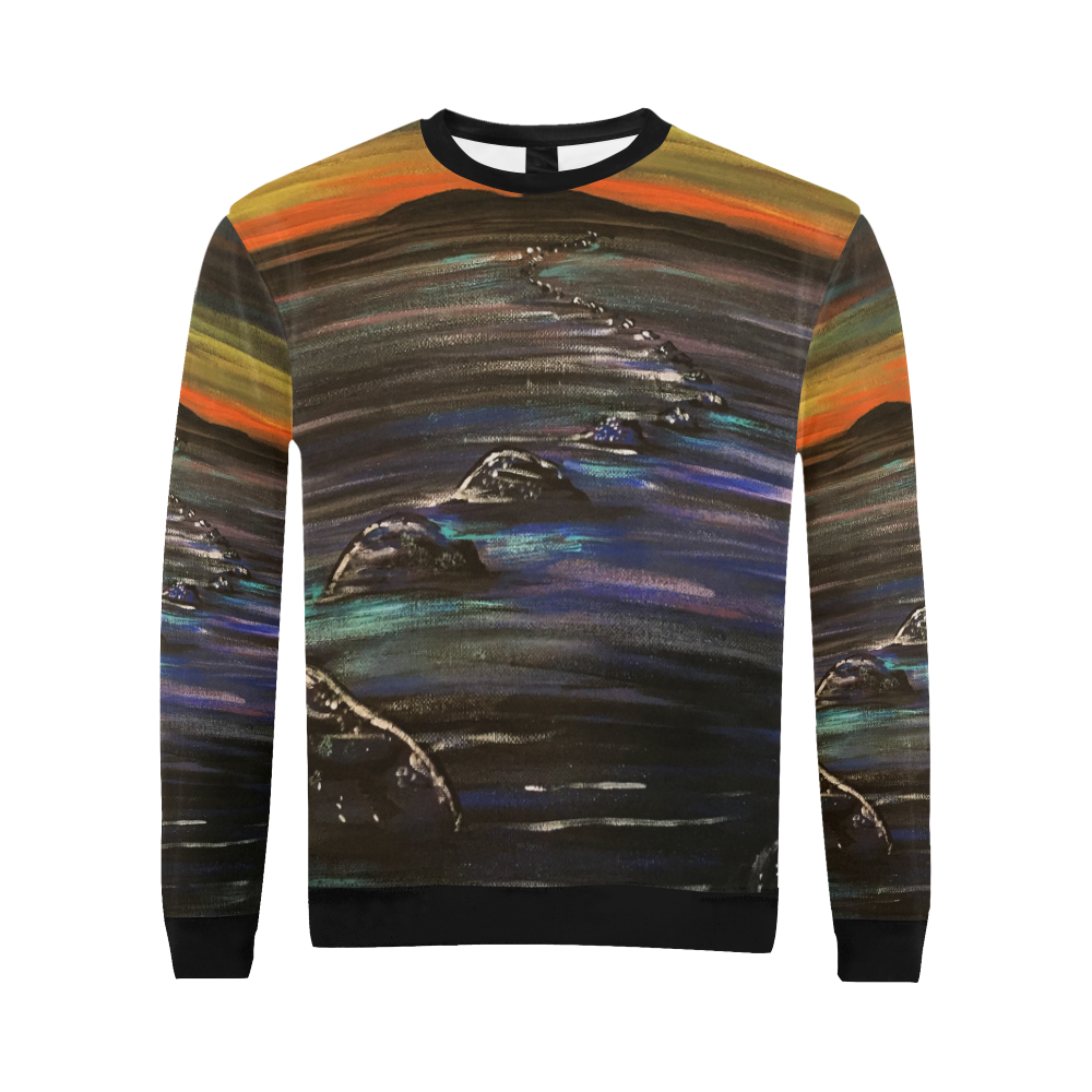 Night Walk All Over Print Crewneck Sweatshirt for Men (Model H18)