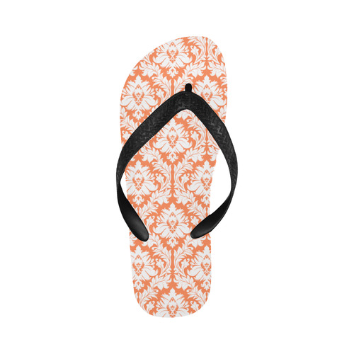 damask pattern orange and white Flip Flops for Men/Women (Model 040)