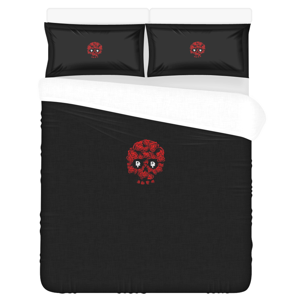 DF Rose Skull 3-Piece Bedding Set