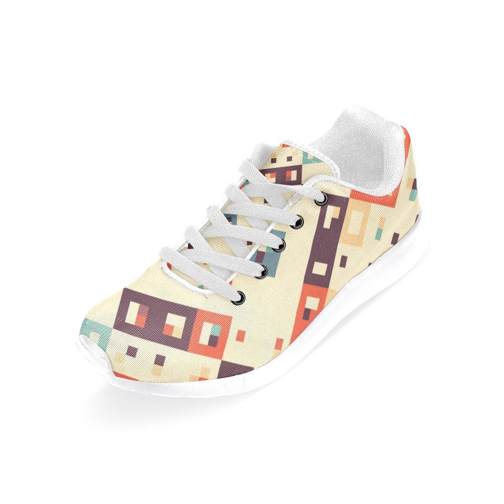 Squares in retro colors4 Men’s Running Shoes (Model 020)