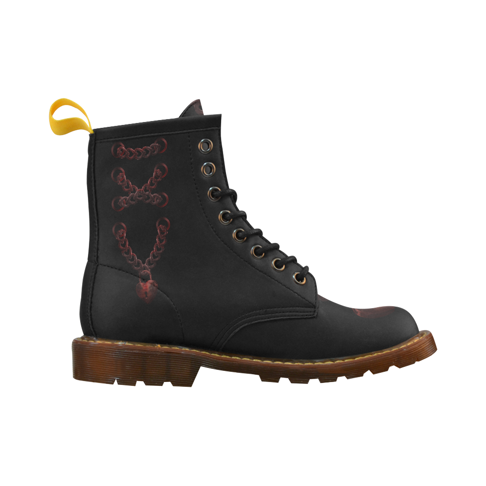 Chain Lock Lacing Love Heart s High Grade PU Leather Martin Boots For Women Model 402H