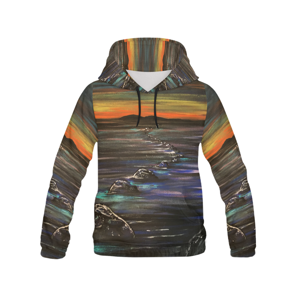 Night Walk All Over Print Hoodie for Women (USA Size) (Model H13)