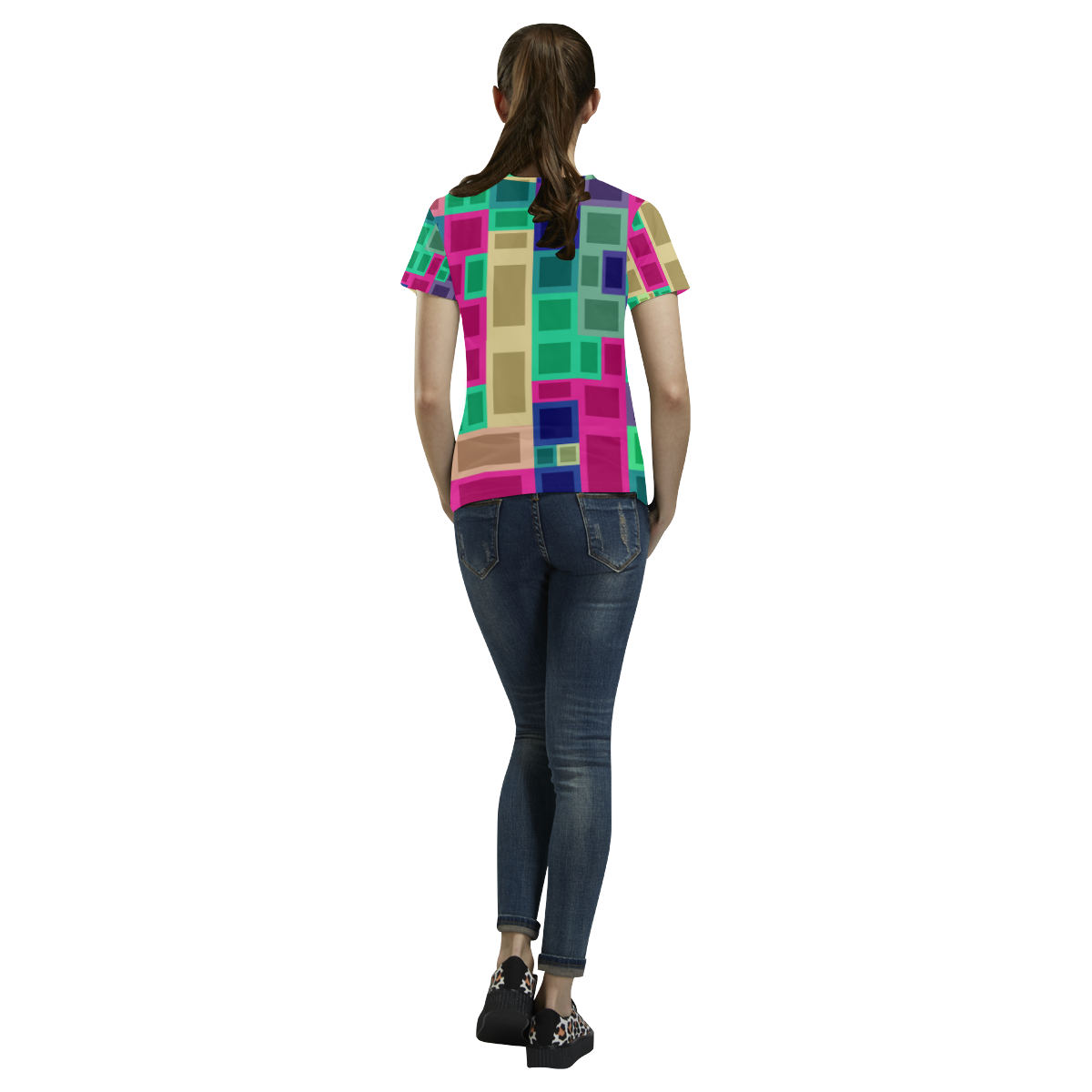 Rectangles and squares All Over Print T-Shirt for Women (USA Size) (Model T40)