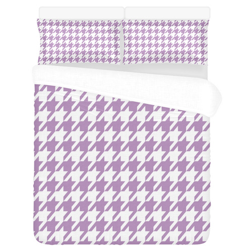 lilac and white houndstooth classic pattern 3-Piece Bedding Set