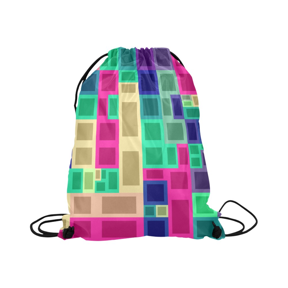 Rectangles and squares Large Drawstring Bag Model 1604 (Twin Sides)  16.5"(W) * 19.3"(H)