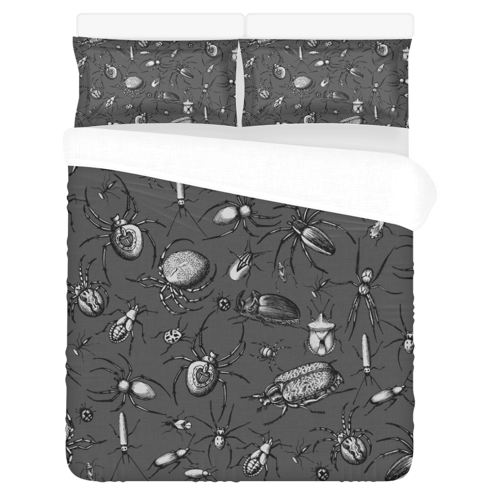 beetles spiders creepy crawlers insects bugs 3-Piece Bedding Set