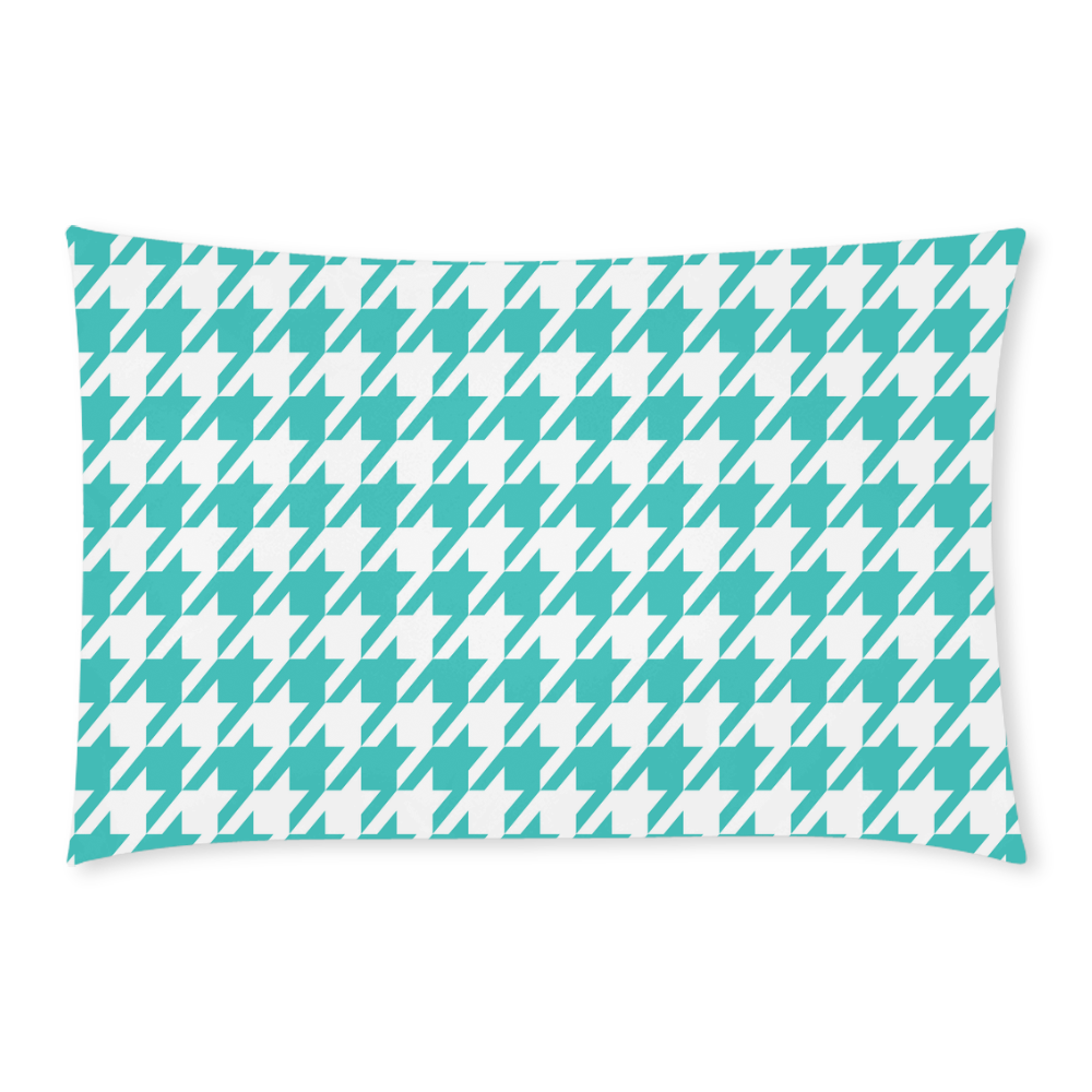 turquoise and white houndstooth classic pattern 3-Piece Bedding Set