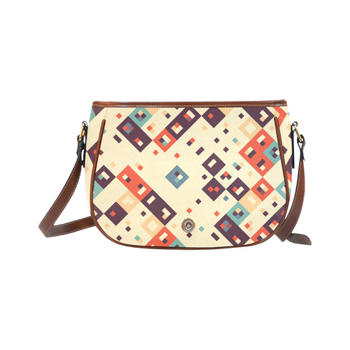 Squares in retro colors4 Saddle Bag/Large (Model 1649)