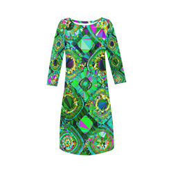 Mosaic 2 Geometric Low Poly Triangles Art Round Collar Dress (D22)