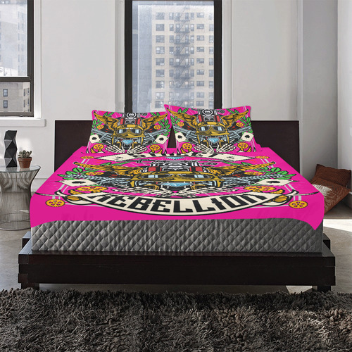 Street Rebellion Modern Pink 3-Piece Bedding Set