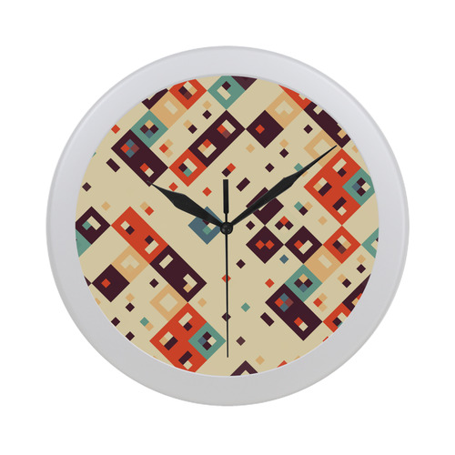 Squares in retro colors4 Circular Plastic Wall clock