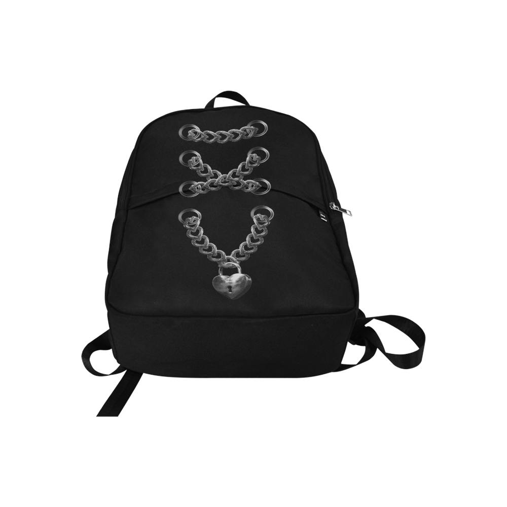 Silver Chain Lock Lacing Love Heart Fabric Backpack for Adult (Model 1659)
