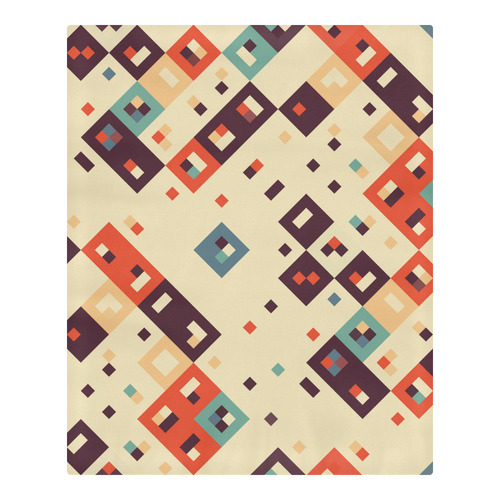Squares in retro colors4 3-Piece Bedding Set