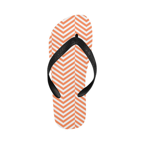 orange and white classic chevron pattern Flip Flops for Men/Women (Model 040)