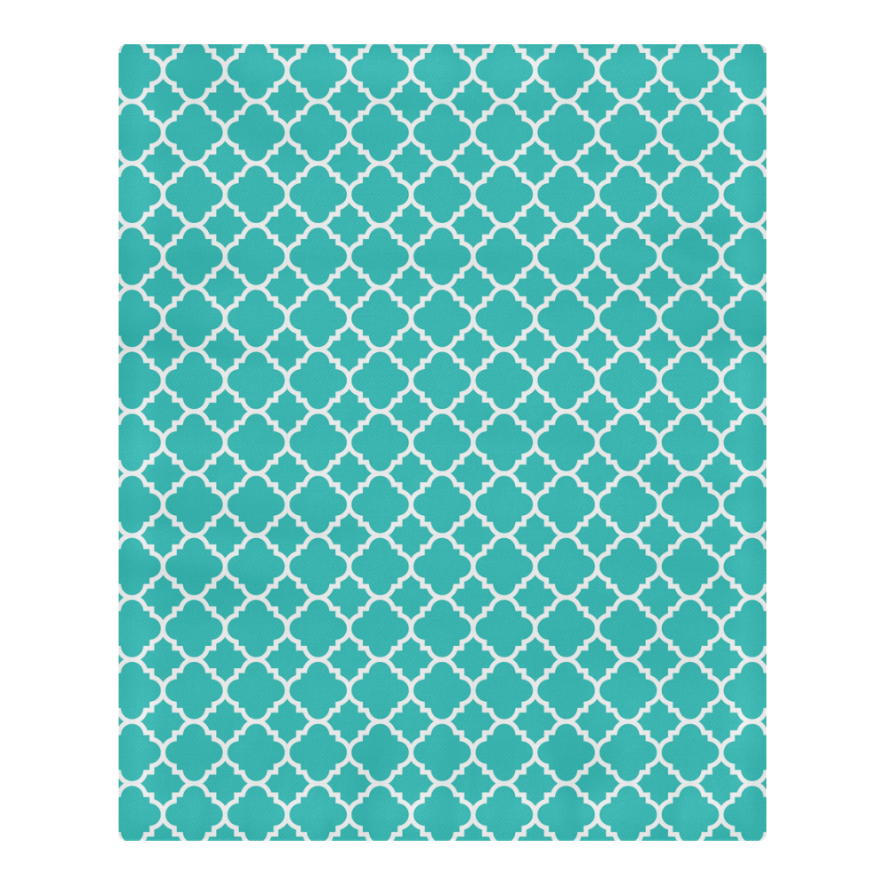 turquoise white quatrefoil classic pattern 3-Piece Bedding Set