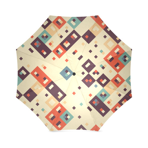 Squares in retro colors4 Foldable Umbrella (Model U01)