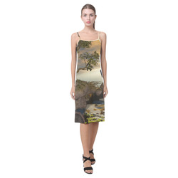 The lonely wolf on a flying rock Alcestis Slip Dress (Model D05)