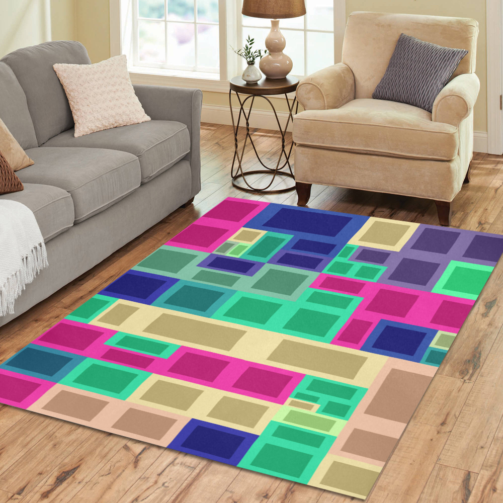Rectangles and squares Area Rug7'x5'