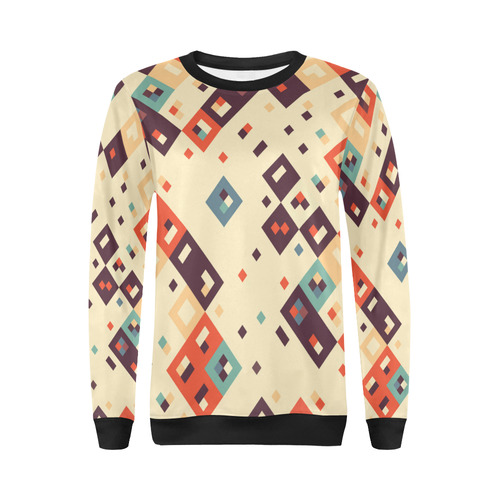 Squares in retro colors4 All Over Print Crewneck Sweatshirt for Women (Model H18)