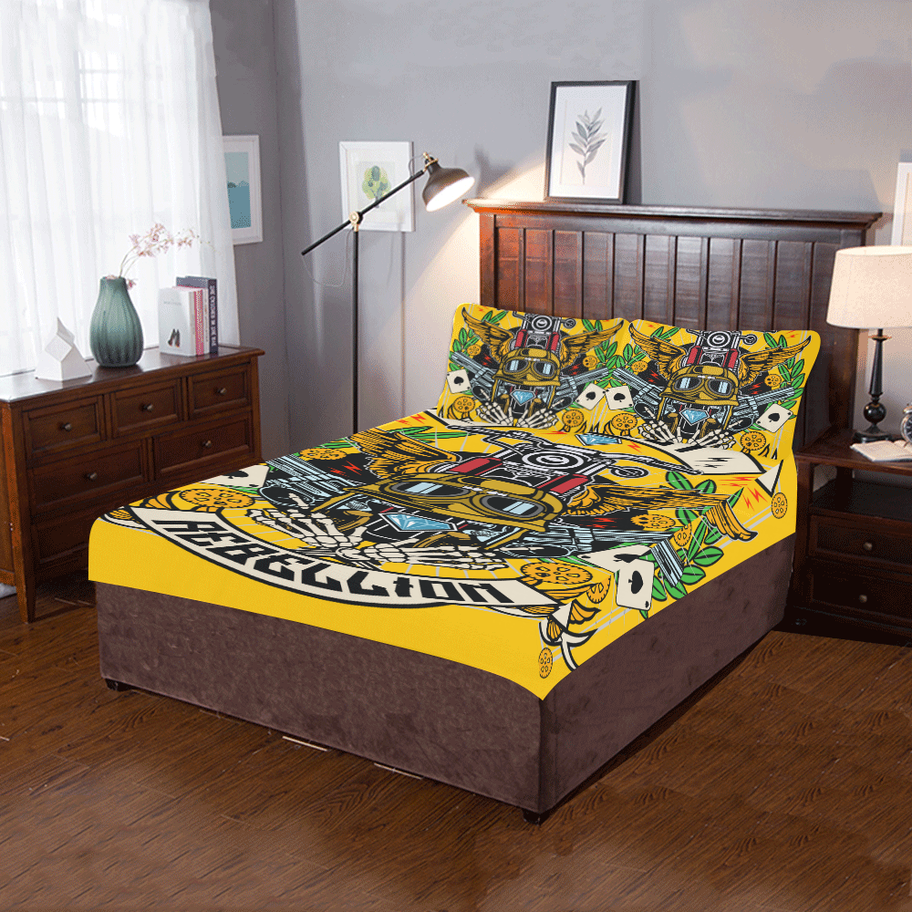 Street Rebellion Modern Yellow 3-Piece Bedding Set