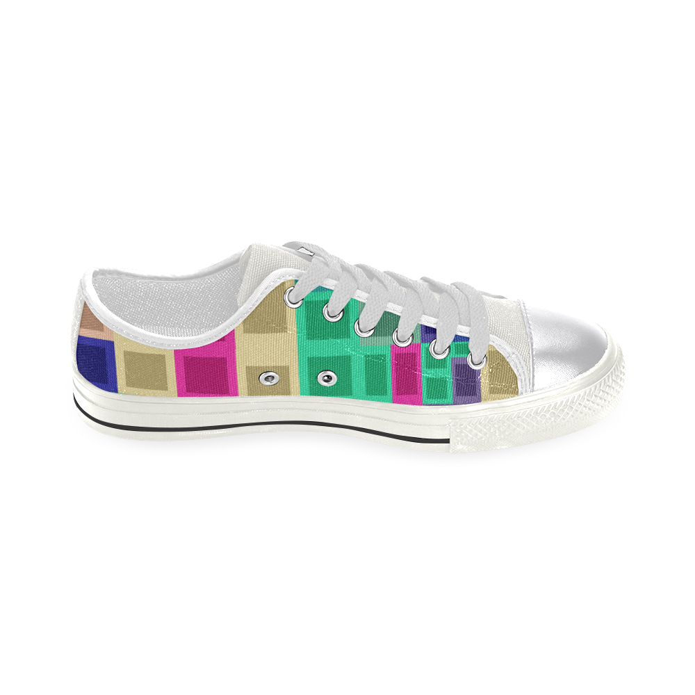 Rectangles and squares Women's Classic Canvas Shoes (Model 018)