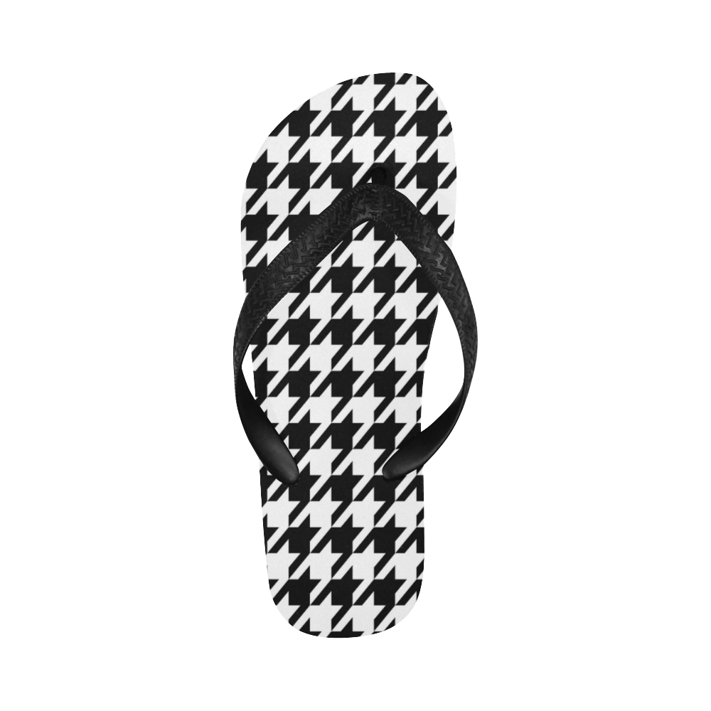 black and white houndstooth classic pattern Flip Flops for Men/Women (Model 040)
