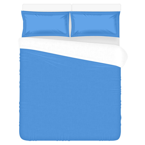 Basic Bright Blue Solid Color 3-Piece Bedding Set