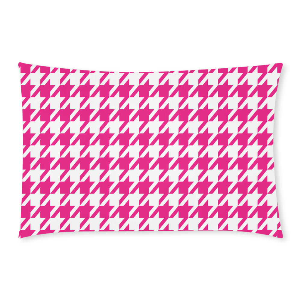 hot pink  and white houndstooth classic pattern 3-Piece Bedding Set