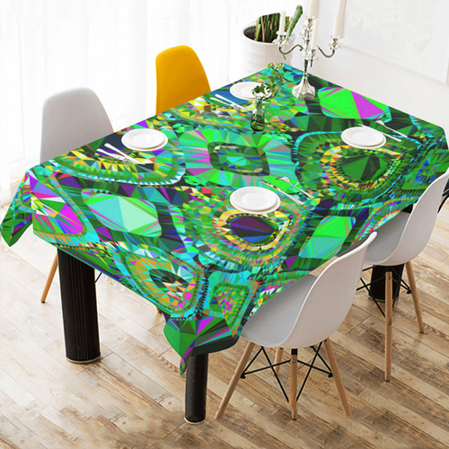 Mosaic 2 Geometric Low Poly Triangles Art Cotton Linen Tablecloth 60"x 84"