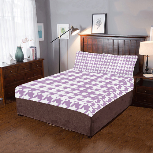 lilac and white houndstooth classic pattern 3-Piece Bedding Set