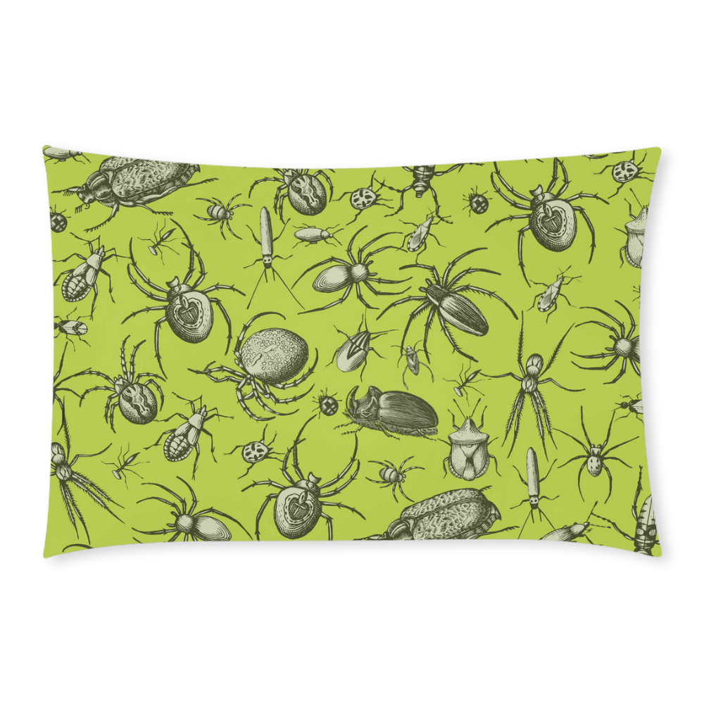 insects spiders creepy crawlers halloween green 3-Piece Bedding Set