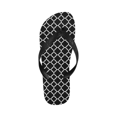 black white quatrefoil classic pattern Flip Flops for Men/Women (Model 040)