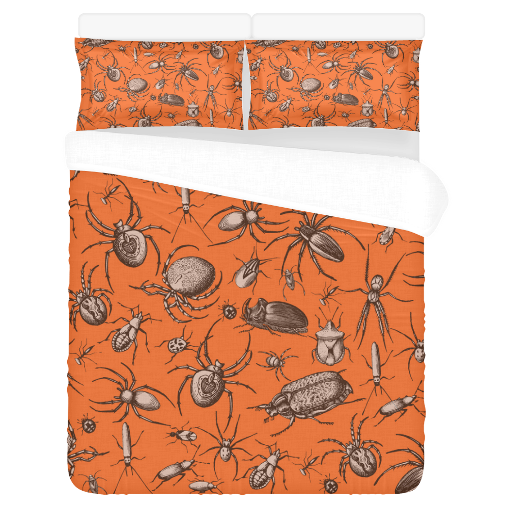 beetles spiders creepy crawlers insects halloween 3-Piece Bedding Set