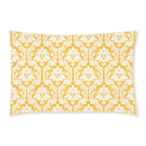 damask pattern sunny yellow and white 3-Piece Bedding Set