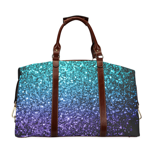 Beautiful Aqua blue Ombre glitter sparkles Classic Travel Bag (Model 1643)
