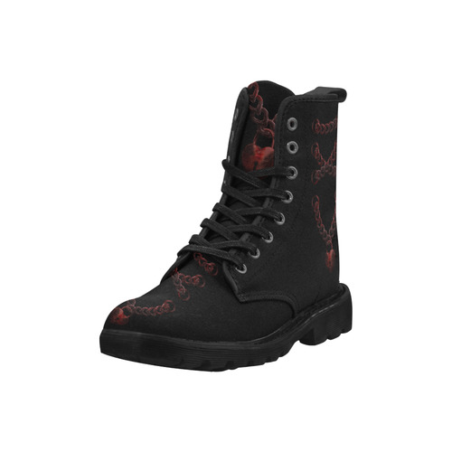 Chain Lock Lacing Love Heart Martin Boots for Women (Black) (Model 1203H)