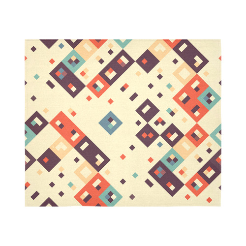 Squares in retro colors4 Cotton Linen Wall Tapestry 60"x 51"